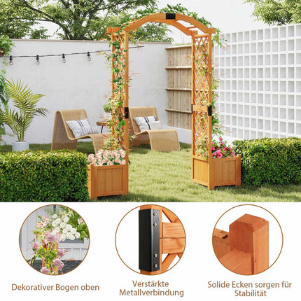 Garden Arch with Planters, Wooden Trellis for Climbing Plants