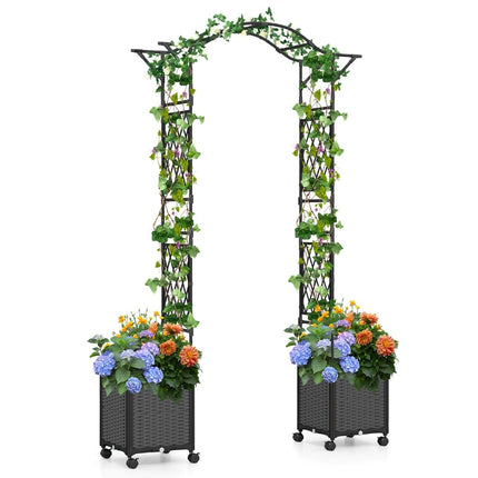 Garden Arch with Self-Watering Planters, Metal & PP, 250cm