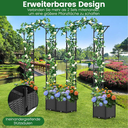Garden Arch with Self-Watering Planters, Metal & PP, 250cm