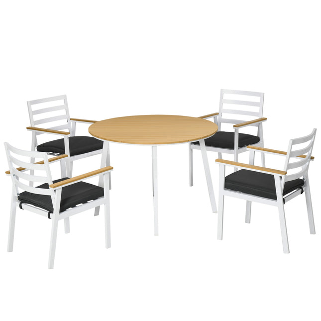 Garten-Balkonset: wetterfester Tisch, 4 Stühle, braun