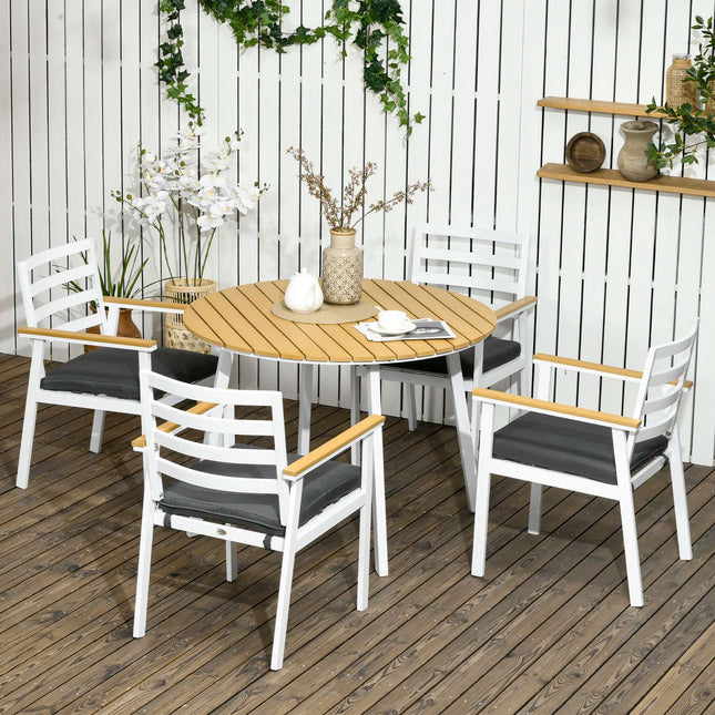 Garten-Balkonset: wetterfester Tisch, 4 Stühle, braun