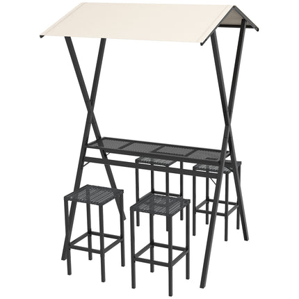 Garten Rattan Bar-Set mit Dach & Fußstütze für Balkon
