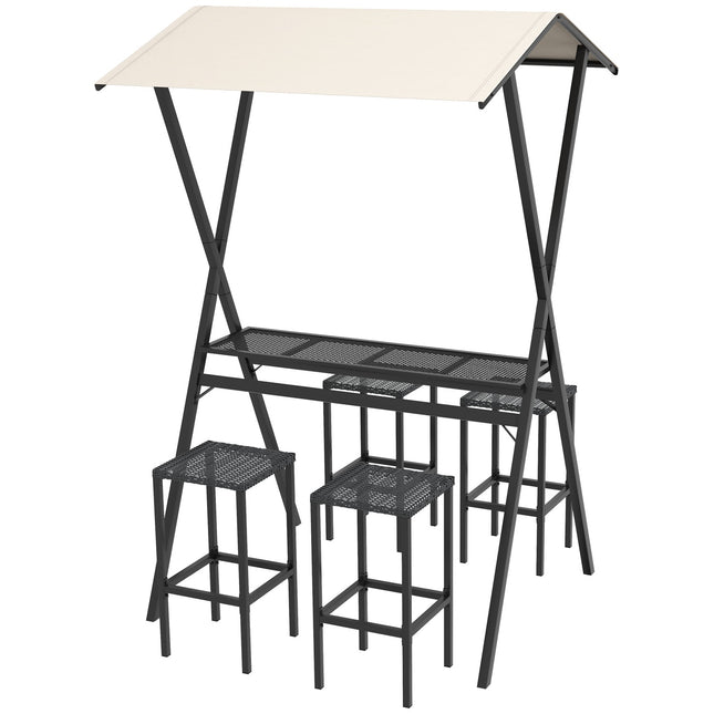 Garten Rattan Bar-Set mit Dach & Fußstütze für Balkon