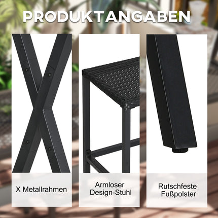 Garten Rattan Bar-Set mit Dach & Fußstütze für Balkon