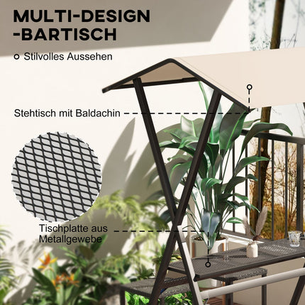 Garten Rattan Bar-Set mit Dach & Fußstütze für Balkon