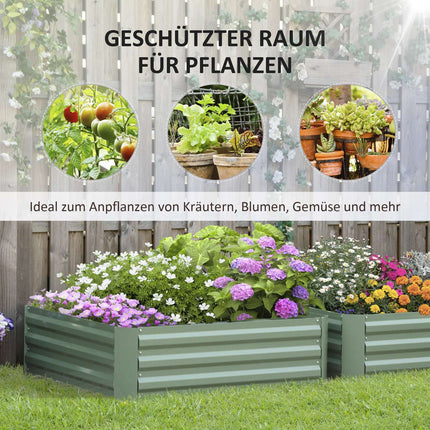Green galvanized steel Raised garden bed, 100x100x30cm