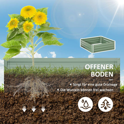 Green galvanized steel Raised garden bed, 100x100x30cm