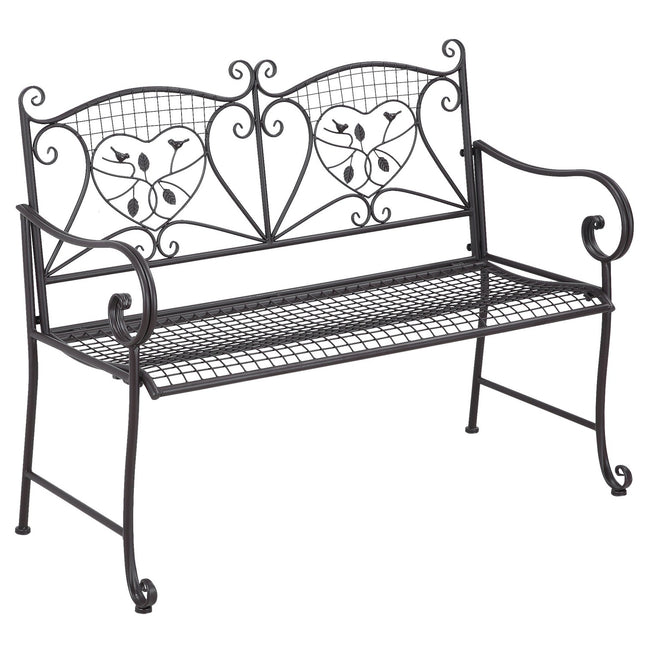 Wetterfeste 2-Sitzer-Gartenbank aus Metall, Antik-Optik