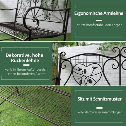 Wetterfeste 2-Sitzer-Gartenbank aus Metall, Antik-Optik