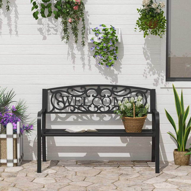 2-seater metal garden bench - perfect for parks and patios