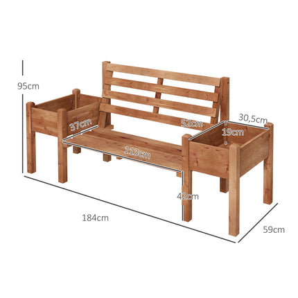 Garden bench with flower box, 2-seater, 240 kg capacity