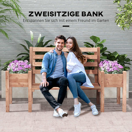 Garden bench with flower box, 2-seater, 240 kg capacity