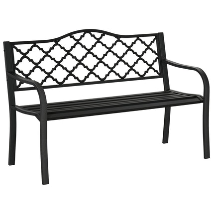 2-seater metal garden bench, elegant black cast iron