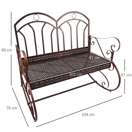 2-Sitzer Gartenbank aus Metall – Bronze-Rot lackiert