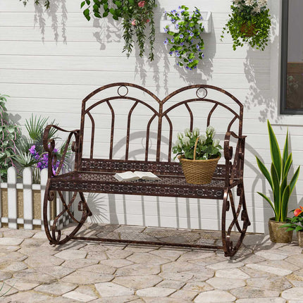 2-Sitzer Gartenbank aus Metall – Bronze-Rot lackiert