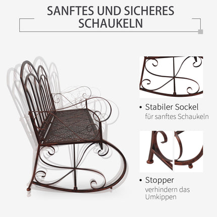 2-Sitzer Gartenbank aus Metall – Bronze-Rot lackiert