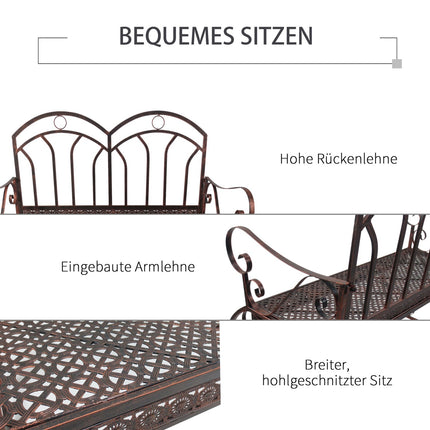 2-Sitzer Gartenbank aus Metall – Bronze-Rot lackiert