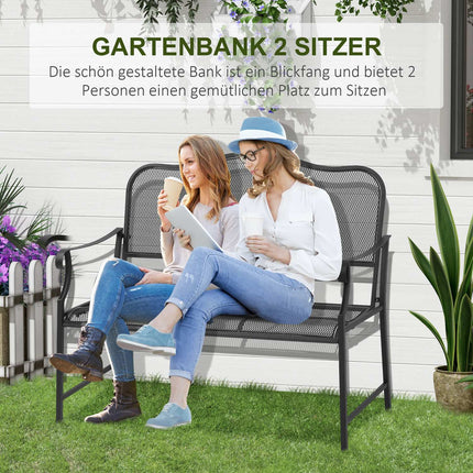 Metall-Gartenbank, 2-Sitzer, schwarz, Tragfähigkeit 220 kg
