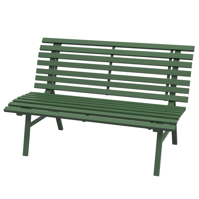 Grüne Aluminium-Parkbank – 2-Sitzer mit Rückenlehne