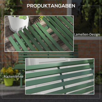 Grüne Aluminium-Parkbank – 2-Sitzer mit Rückenlehne