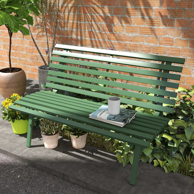 Grüne Aluminium-Parkbank – 2-Sitzer mit Rückenlehne