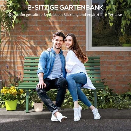 Grüne Aluminium-Parkbank – 2-Sitzer mit Rückenlehne