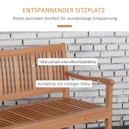 Gelbe 2-Sitzer-Gartenbank, Pappelholz, Belastbarkeit 180 kg