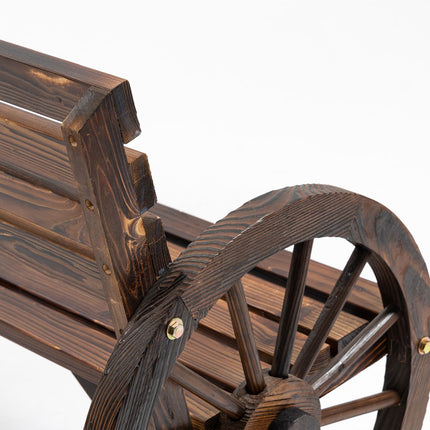 2-Sitzer Gartenbank aus Holz im Ochsenraddesign