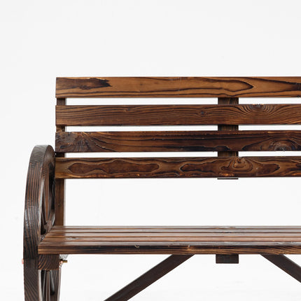 2-Sitzer Gartenbank aus Holz im Ochsenraddesign