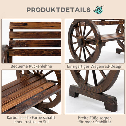2-Sitzer Gartenbank aus Holz im Ochsenraddesign