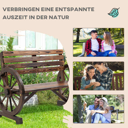 2-Sitzer Gartenbank aus Holz im Ochsenraddesign