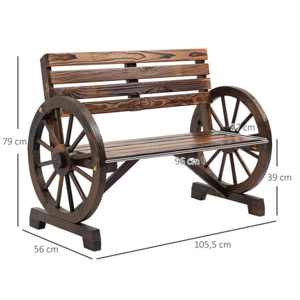 2-Sitzer Gartenbank aus Holz im Ochsenraddesign
