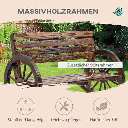 2-Sitzer Gartenbank aus Holz im Ochsenraddesign