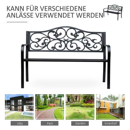 Gartenbank 3-Sitzer aus Stahl mit Armlehnen