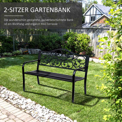 Gartenbank 3-Sitzer aus Stahl mit Armlehnen