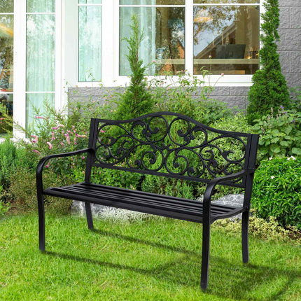 Gartenbank 3-Sitzer aus Stahl mit Armlehnen