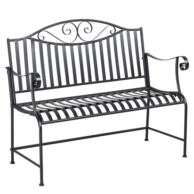 Gartenbank aus Metall für 2 Personen – Grau, robust bis 220 kg
