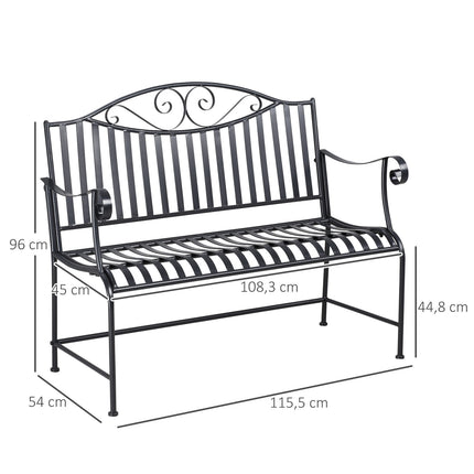 Gartenbank aus Metall für 2 Personen – Grau, robust bis 220 kg