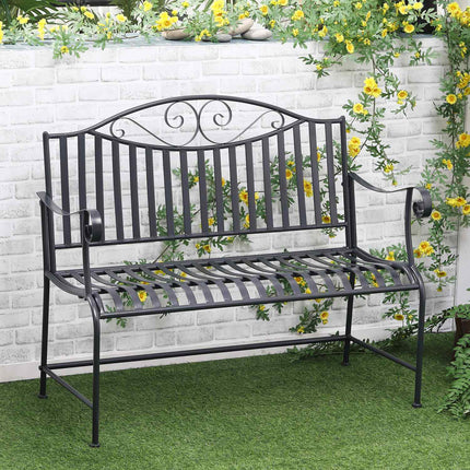 Gartenbank aus Metall für 2 Personen – Grau, robust bis 220 kg