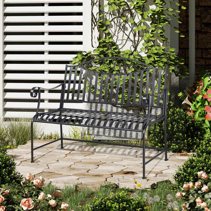 Gartenbank aus Metall für 2 Personen – Grau, robust bis 220 kg