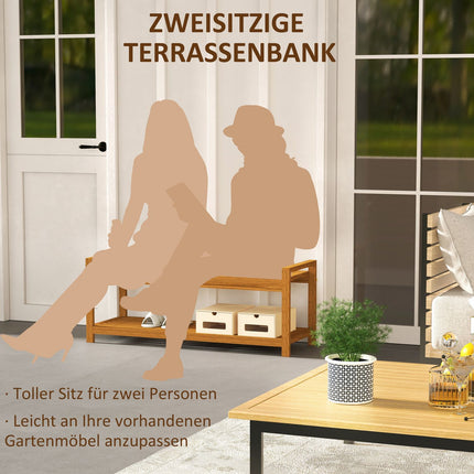 Gartenbank 2-Sitzer mit Armlehnen und Ablage