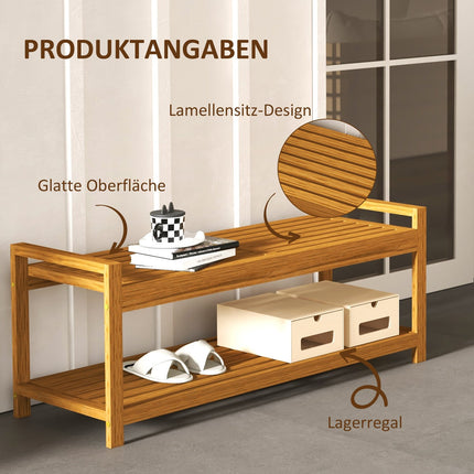Gartenbank 2-Sitzer mit Armlehnen und Ablage