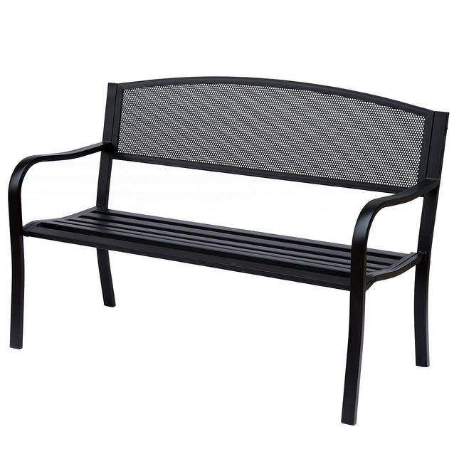 Garten-Stahlbank 2-Sitzer – Schwarz, B127 x T60 x H87 cm