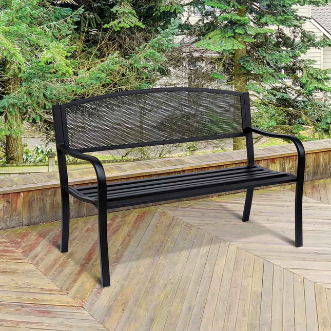 Garten-Stahlbank 2-Sitzer – Schwarz, B127 x T60 x H87 cm