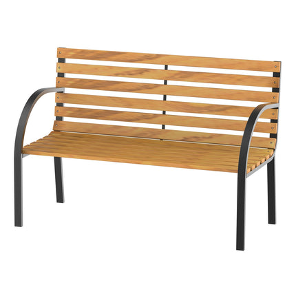 2-Sitzer Gartenbank, Stahl und Kiefer, 122x60x83 cm
