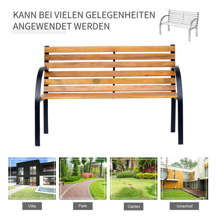 2-Sitzer Gartenbank, Stahl und Kiefer, 122x60x83 cm