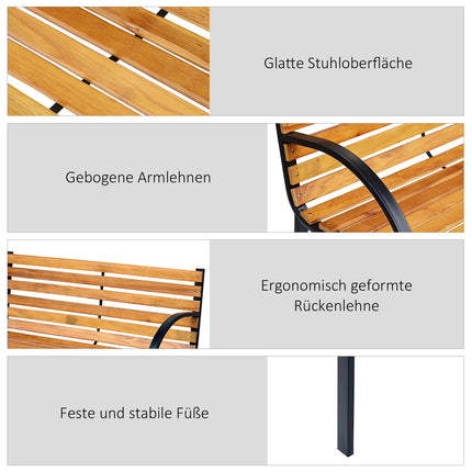 2-Sitzer Gartenbank, Stahl und Kiefer, 122x60x83 cm