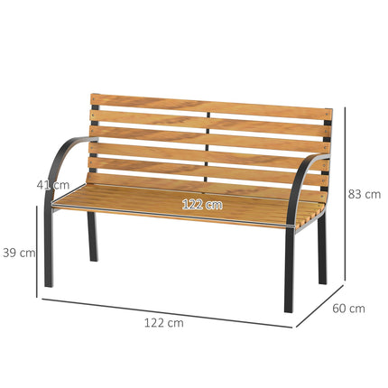 2-Sitzer Gartenbank, Stahl und Kiefer, 122x60x83 cm