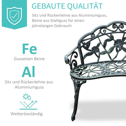 2-seater metal garden bench - 100 x 54 x 78 cm