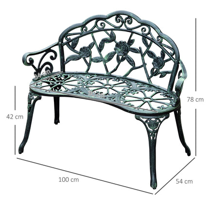 2-seater metal garden bench - 100 x 54 x 78 cm